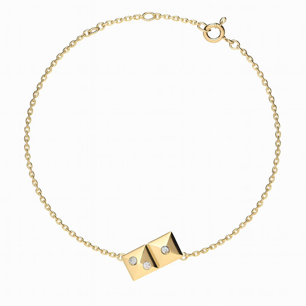 BRACELET_BEAUTIFUL _10k YELLOW GOLD & 3xCZ