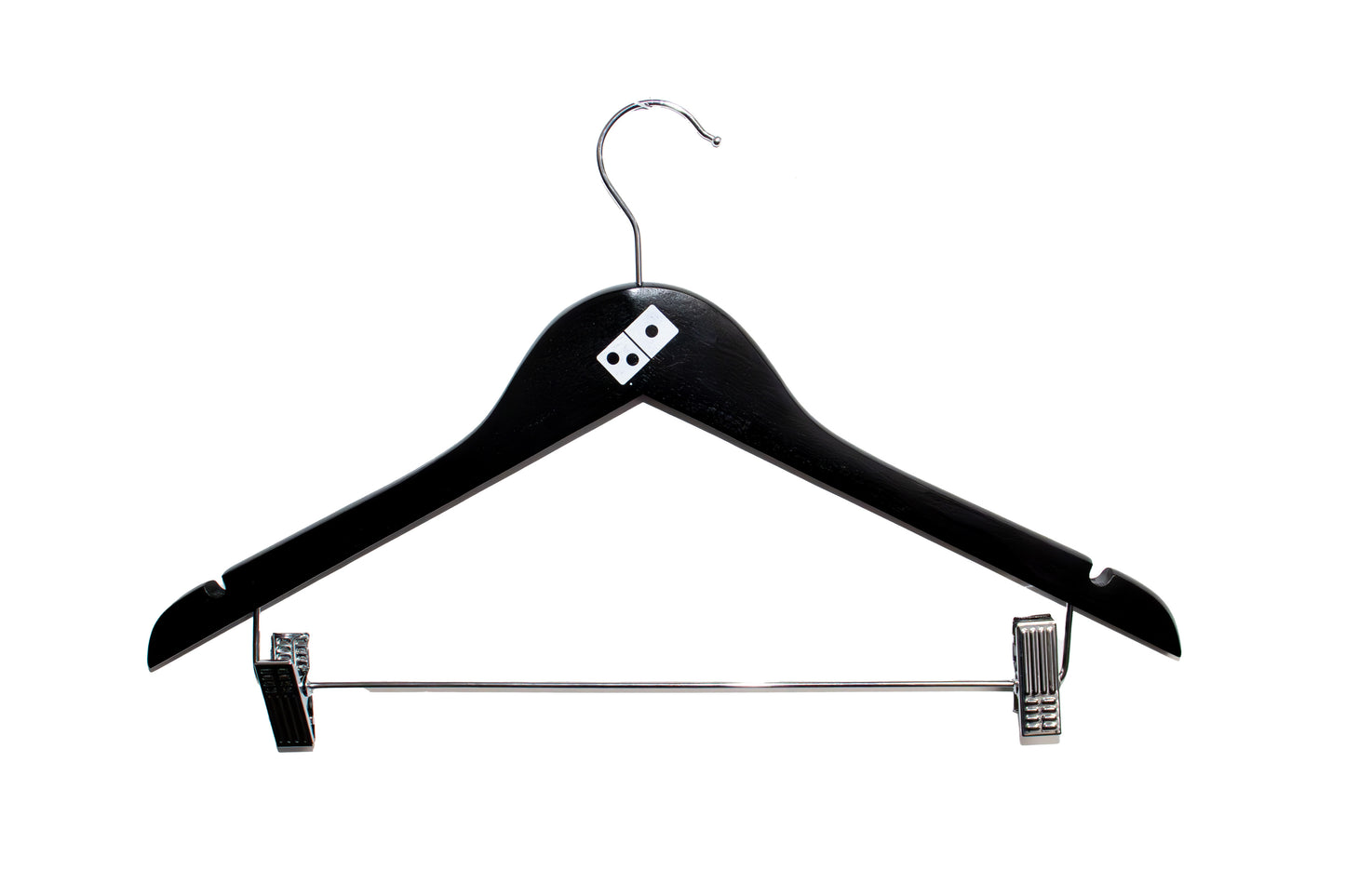 Clothes Hanger-Adults-Black-Slim-Flat-Notches & Clips