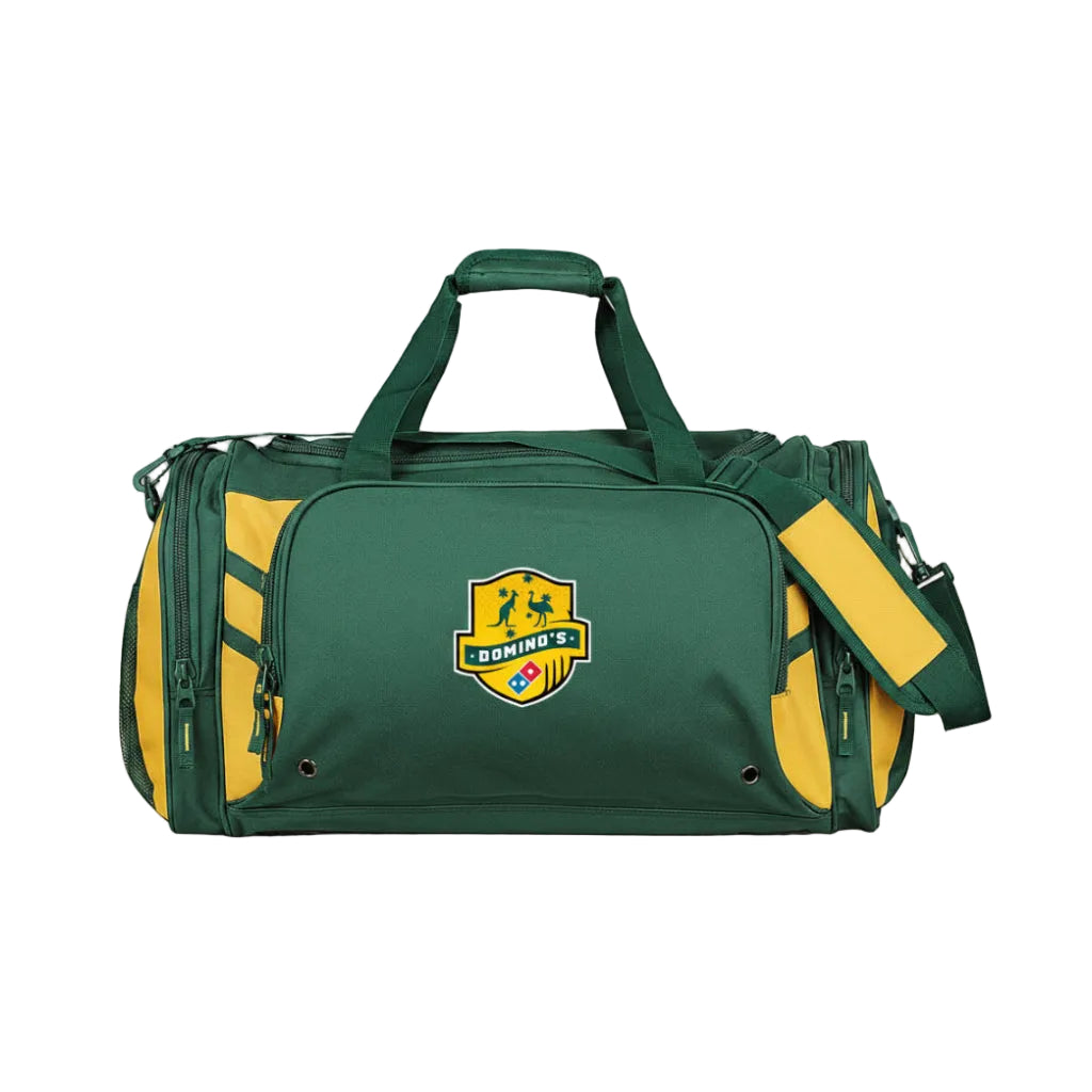 Domino's Sports Bag — 50L, Green & Gold, Aussie Tile
