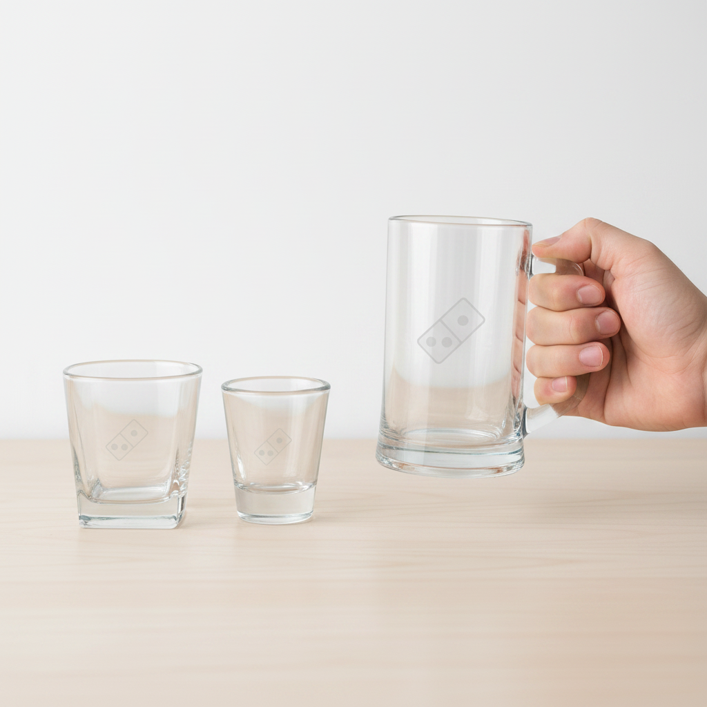 Domino's Clear Glassware Trio with Etched Logo