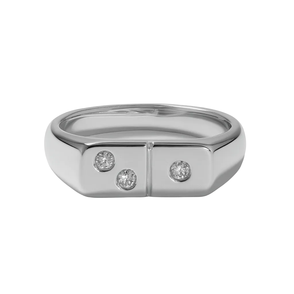Kicking Goals Signet Ring — 925 Sterling Silver with Cubic Zirconias