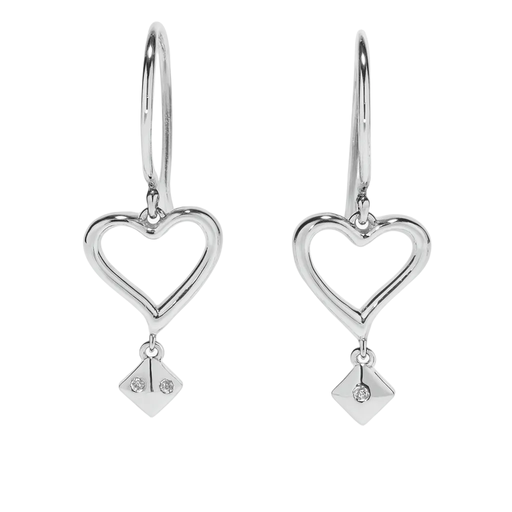 Domino's Shepherds Drop Tile Earings — 925 Sterling Silver with Diamond