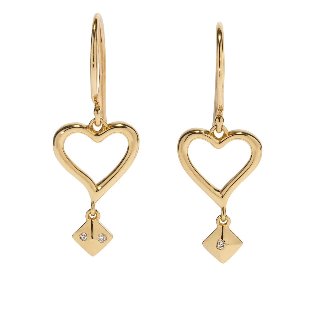Domino's Drop Tile Earings — 10k Yellow Gold Cubic Zirconias
