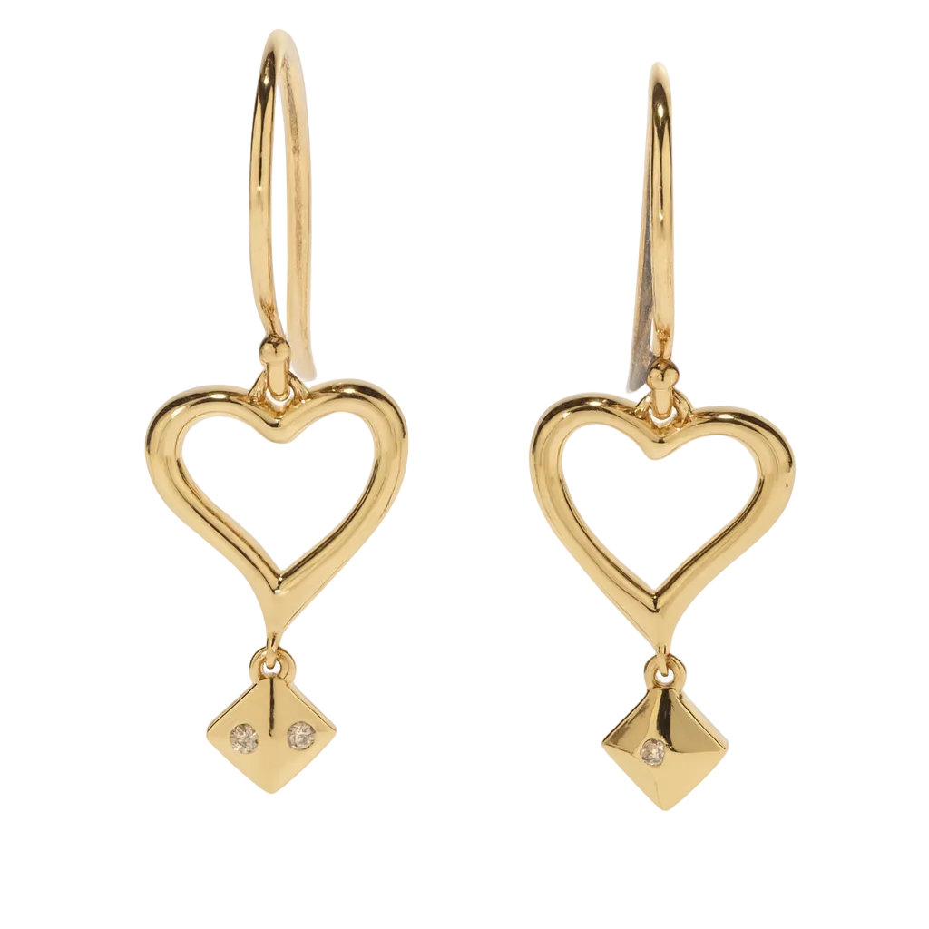 Domino's Drop Tile Earrings — 10k Yellow Gold with Diamonds