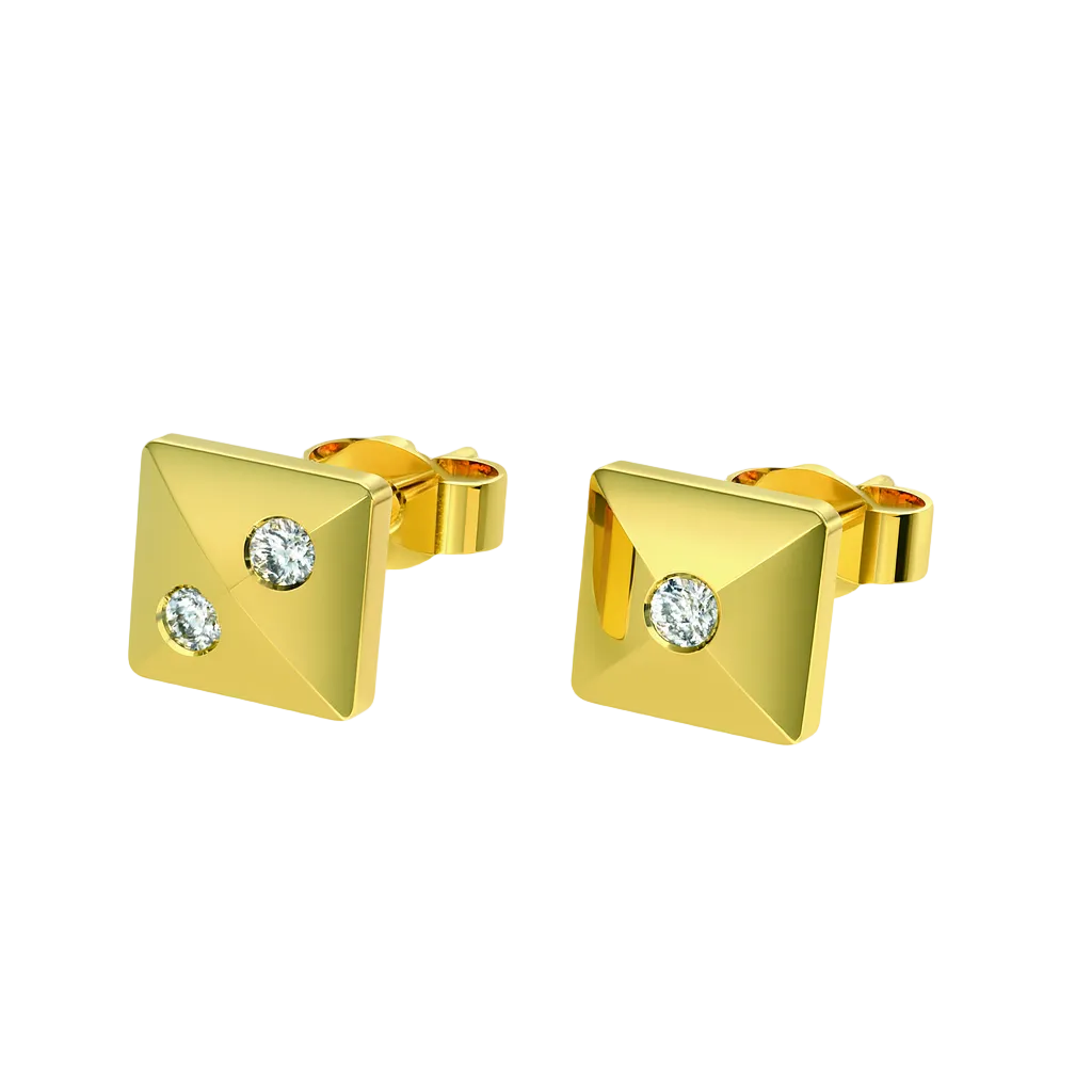Domino's  Come Together Stud Earrings — 10k Yellow Gold with Diamonds