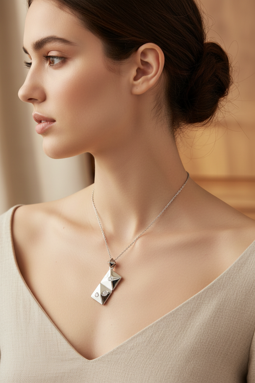 Beautiful Pendant Necklace — 925 Sterling Silver with Cubic Zirconias (Pendant Only)