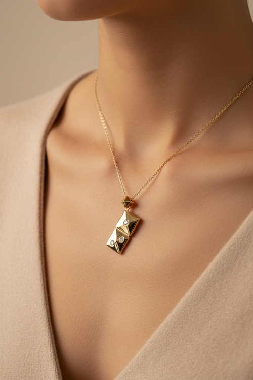 Beautiful Pendant Necklace — 10k Yellow Gold with Cubic Zirconia (Pendant Only)