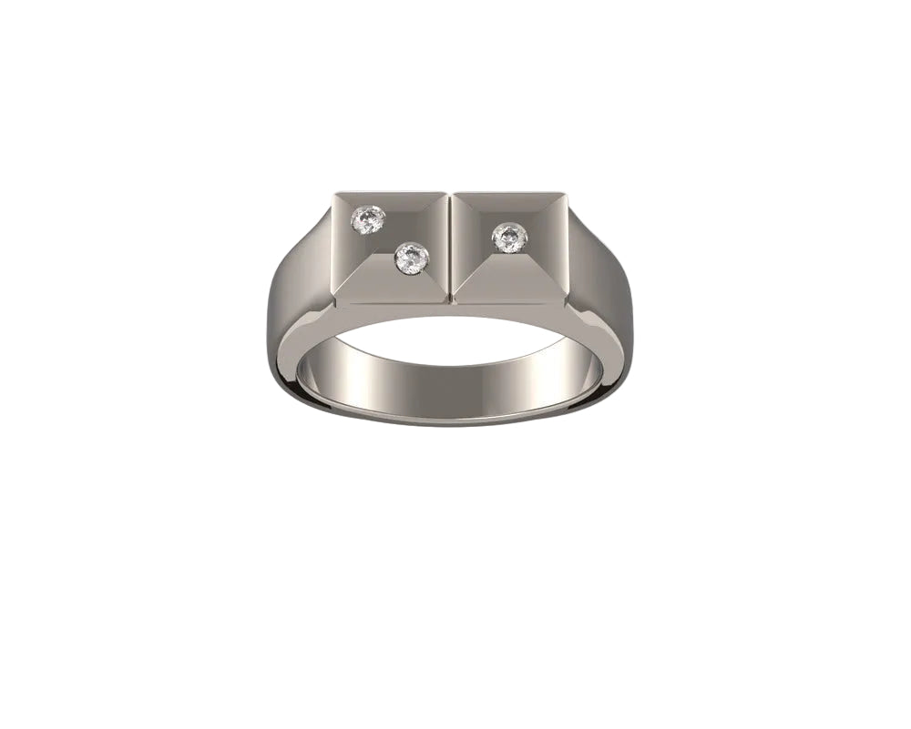 Together We Peak Signet Ring — 925 Sterling Silver with Diamond