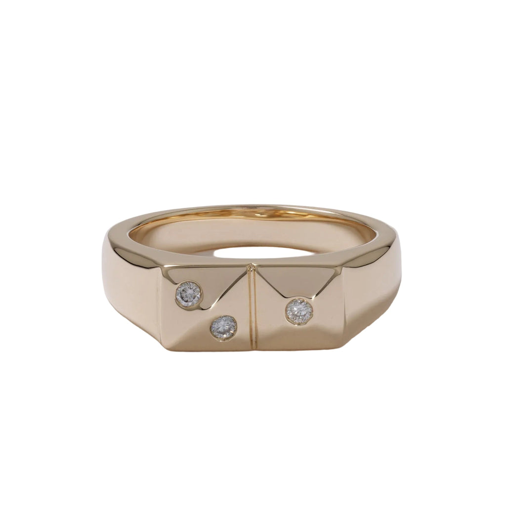 Together We Peak Signet Ring — 10k Yellow Gold with Diamonds