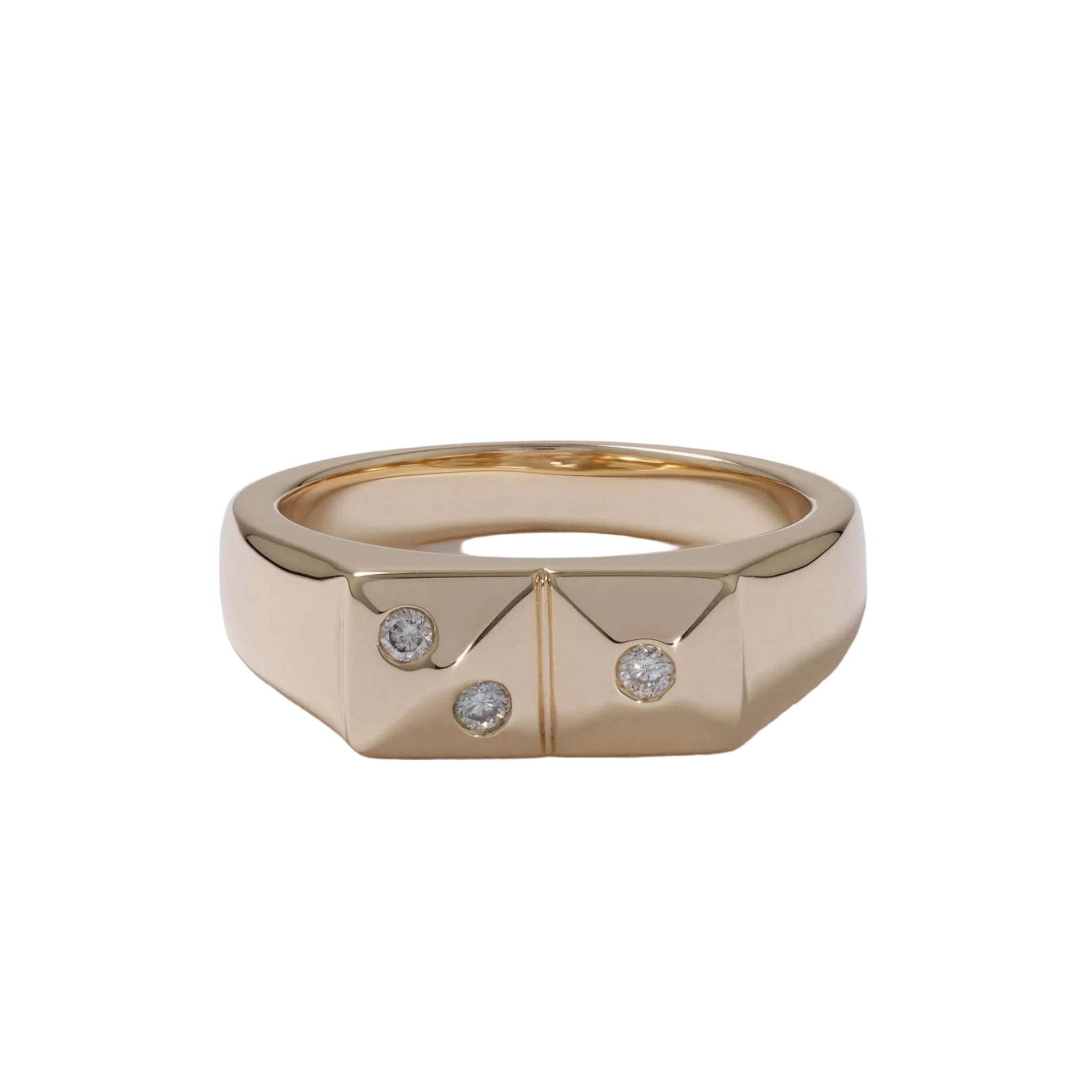 Together We Peak Signet Ring — 10k Yellow Gold with Diamonds